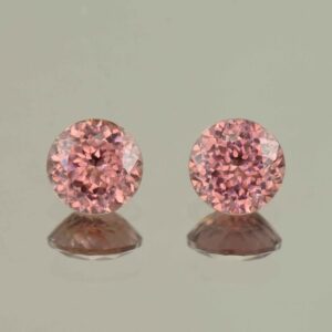 RoseZircon round pair 6.5mm 3.23cts H zn5793