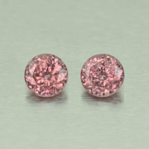 RoseZircon round pair 6.5mm 3.31cts H zn4915