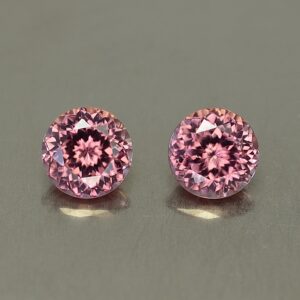 RoseZircon round pair 6.5mm 3.31cts zn3344 SOLD