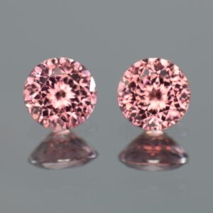 RoseZircon round pair 6.8mm 3.65cts H zn3098 SOLD