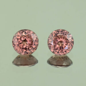 RoseZircon round pair 6.9mm 3.86cts H zn6121