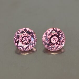RoseZircon round pair 7.0mm 3.84cts zn3382 SOLD