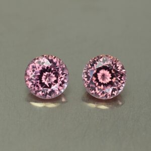 RoseZircon round pair 7.0mm 3.93cts zn3426 SOLD
