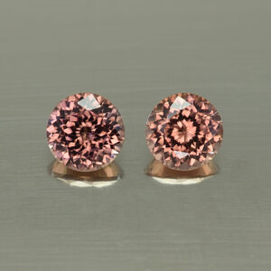 RoseZircon round pair 7.0mm 3.94cts H zn3043