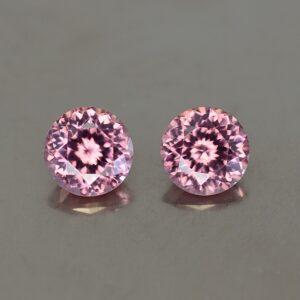 RoseZircon round pair 7.0mm 3.96cts zn3427 SOLD