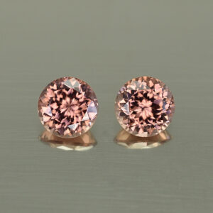 RoseZircon round pair 7.0mm 3.98cts H zn3048 SOLD