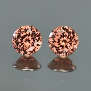 RoseZircon round pair 7.0mm 3.98cts zn3049