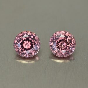 RoseZircon round pair 7.0mm 4.01cts zn3429 SOLD