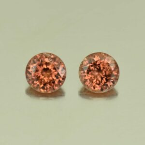 RoseZircon round pair 7.0mm 4.05cts H zn3052