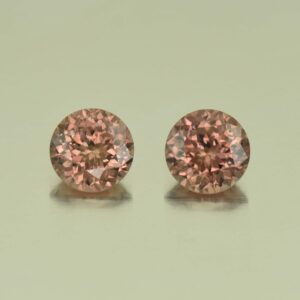 RoseZircon round pair 7.1mm 3.81cts H zn3040