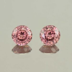 RoseZircon round pair 7.4mm 4.70cts H zn5698 SOLD