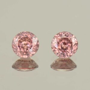 RoseZircon round pair 7.5mm 4.76cts H zn6137 SOLD