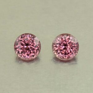 RoseZircon round pair 7.5mm 4.84cts H zn8249