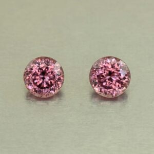 RoseZircon round pair 7.5mm 5.04cts H zn8253 SOLD