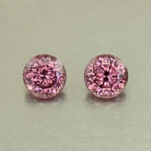 RoseZircon round pair 7.5mm 5.08cts H zn8255