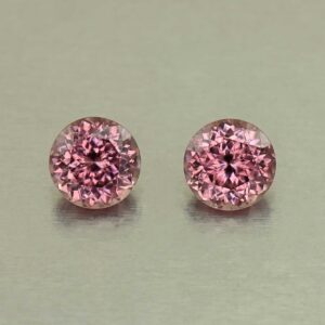 RoseZircon round pair 7.5mm 5.10cts H zn8256
