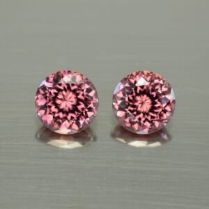 RoseZircon round pair 7.5mm 5.17cts zn4077 SOLD