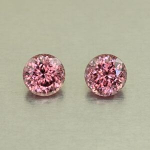 RoseZircon round pair 7.5mm 5.21cts H zn8258 SOLD