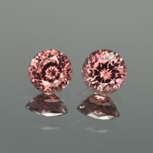 RoseZircon round pair 7.8 8.0mm 5.86cts H zn2026 crop SOLD