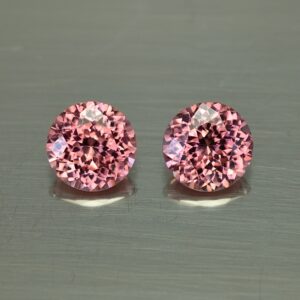RoseZircon round pair 8.0mm 5.62cts H zn3517 SOLD
