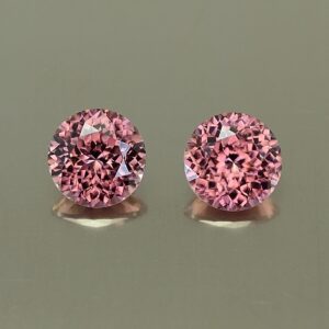 RoseZircon round pair 8.0mm 5.71cts zn3349 SOLD
