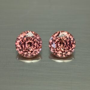 RoseZircon round pair 8.0mm 5.76cts H zn3518 SOLD