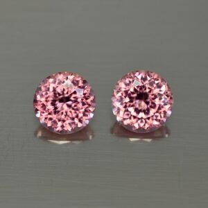 RoseZircon round pair 8.0mm 5.85cts H zn3520 SOLD