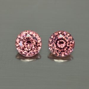 RoseZircon round pair 8.0mm 5.92cts H zn3522 SOLD