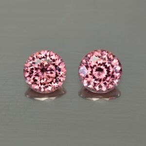 RoseZircon round pair 8.0mm 5.95cts H zn3523 SOLD