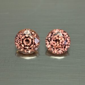 RoseZircon round pair 8.0mm 5.95cts H zn3524 SOLD