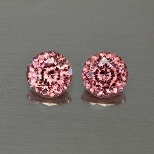 RoseZircon round pair 8.0mm 6.09cts H zn3526 SOLD