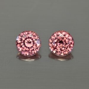 RoseZircon round pair 8.0mm 6.14cts H zn3527