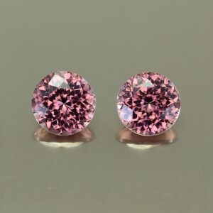 RoseZircon round pair 8.0mm 6.24cts zn3353 SOLD