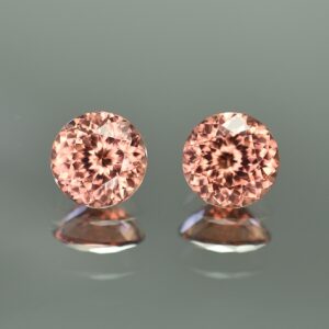 RoseZircon round pair 8.3mm 6.49cts zn2027
