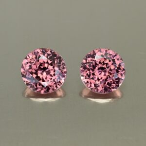 RoseZircon round pair 8.5mm 6.68cts zn3359 SOLD