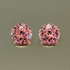 RoseZircon round pair 8.5mm 6.69cts zn3354 SOLD