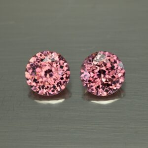 RoseZircon round pair 8.5mm 6.71cts H zn3529 SOLD