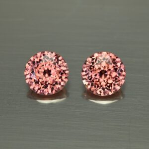 RoseZircon round pair 8.5mm 6.76cts H zn3530