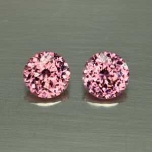 RoseZircon round pair 8.5mm 6.79cts H zn3531 SOLD