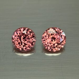 RoseZircon round pair 8.5mm 6.81cts H zn3532