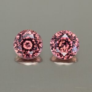 RoseZircon round pair 8.5mm 6.86cts zn3355