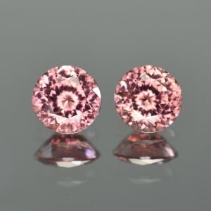 RoseZircon round pair 8.5mm 6.91cts zn3211 SOLD