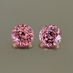 RoseZircon round pair 8.5mm 6.94cts zn3361 SOLD