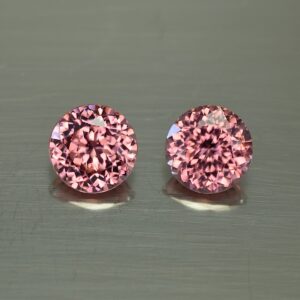 RoseZircon round pair 8.5mm 6.96cts H zn3534 SOLD