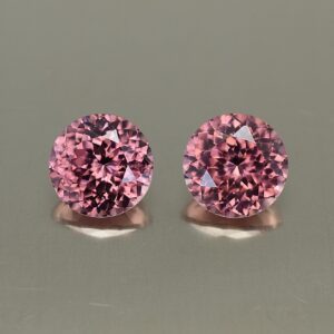 RoseZircon round pair 8.5mm 7.00cts zn3358 SOLD