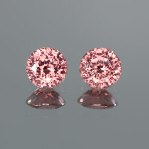 RoseZircon round pair 8.5mm 7.03cts H zn2030 crop SOLD