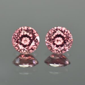 RoseZircon round pair 8.7mm 7.21cts zn3212 SOLD