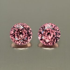RoseZircon round pair 9.0mm 8.00cts zn3363 SOLD