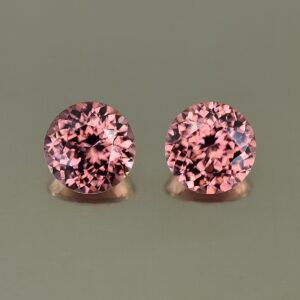 RoseZircon round pair 9.0mm 8.03cts zn3364 SOLD
