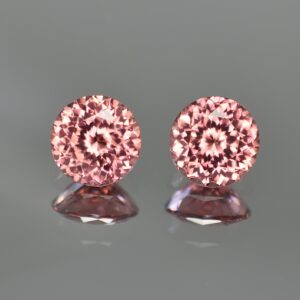 RoseZircon round pair 9.0mm 8.21cts zn2036 SOLD